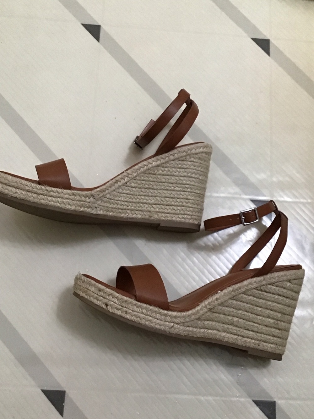 Tan Espadrille Wedge Sandals Size 8.5